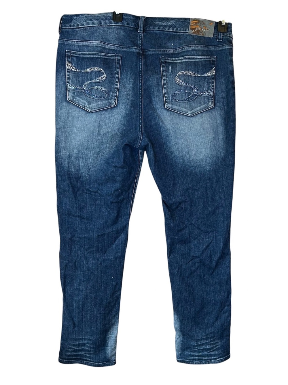 Seven 7 Womens Jeans high Rise Sz 22 Blue Design Back Pocket Straight #312